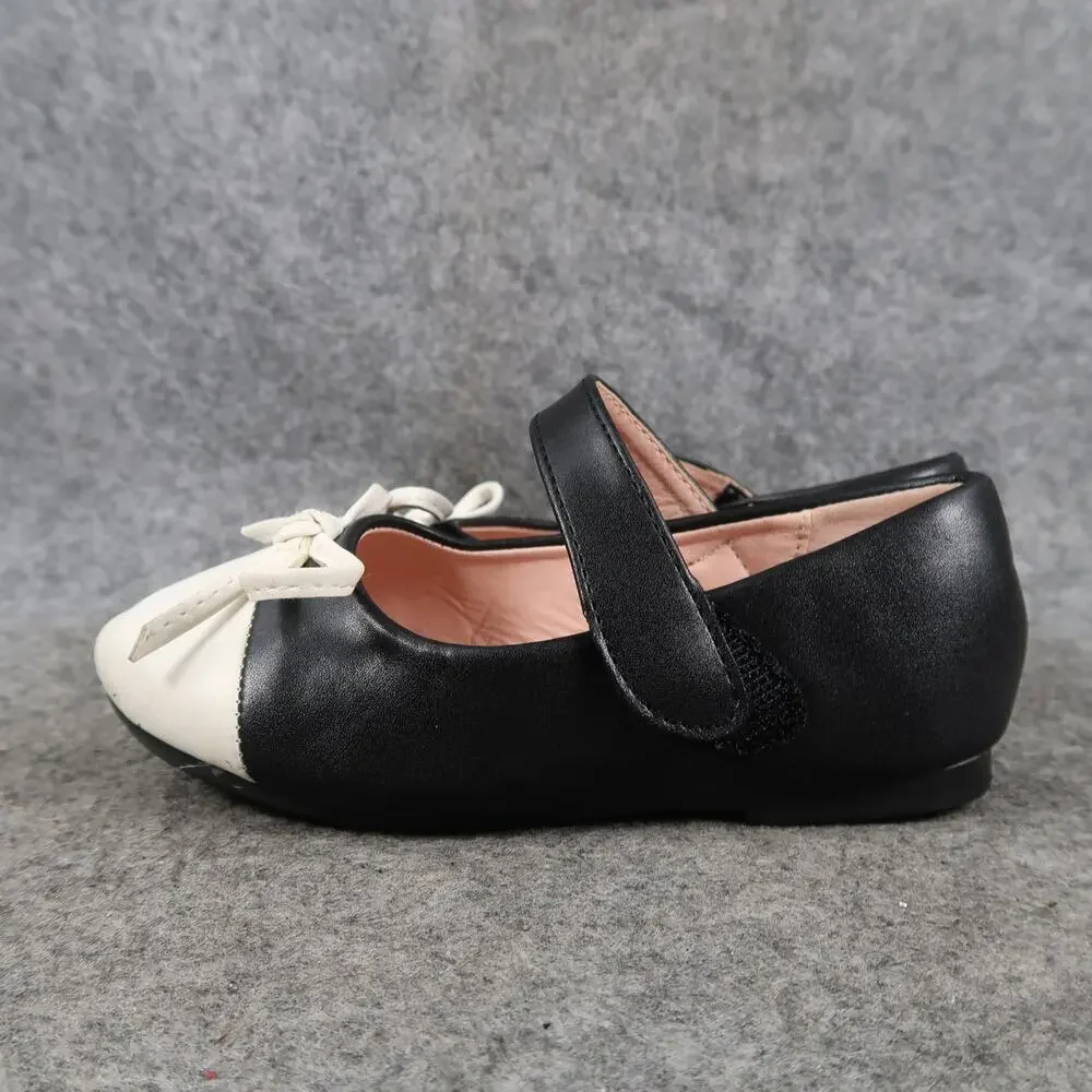 Casual Shoes Toddler 10 Mary Jane Ballet Flats Color Block Black White Bow Kids